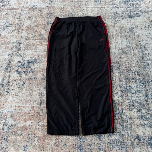 Vintage Adidas Sweatpants Men’s L Track Pants Black Red Baggy Wide Leg Y2K 00s - Picture 1 of 14